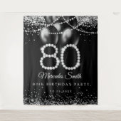 Bling Diamonds 80ste verjaardag Party Achtergrond Wandkleed (Voorkant)