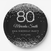Bling Diamonds 80th Birthday Party Papier Bord (Voorkant)