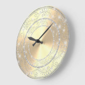 Bling Diamonds Elegant Golden Wedding Gift Large C Grote Klok (Hoek)