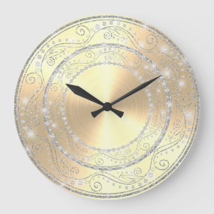 Bling Diamonds Elegant Golden Wedding Gift Large C Grote Klok
