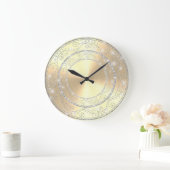 Bling Diamonds Elegant Golden Wedding Gift Large C Grote Klok (Huis)