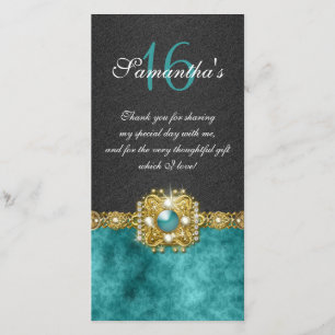 Bling edelstenen diamant parel damast bedankkaart