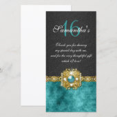 Bling edelstenen diamant parel damast bedankkaart (Voorkant / Achterkant)