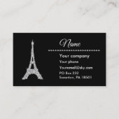 Bling Eiffel Tower op Classy Black Visitekaartje (Voorkant)
