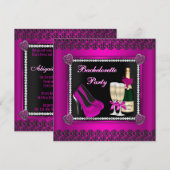 Bling en Bubble Bachelorette Invite Kaart (Voorkant / Achterkant)