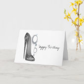 Bling en Groovy Stiletto Schoenkunst Kaart (Gele Bloem)