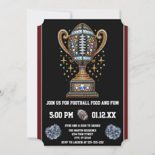 Bling Football Party Big Game Bowl Game Trofee Kaart