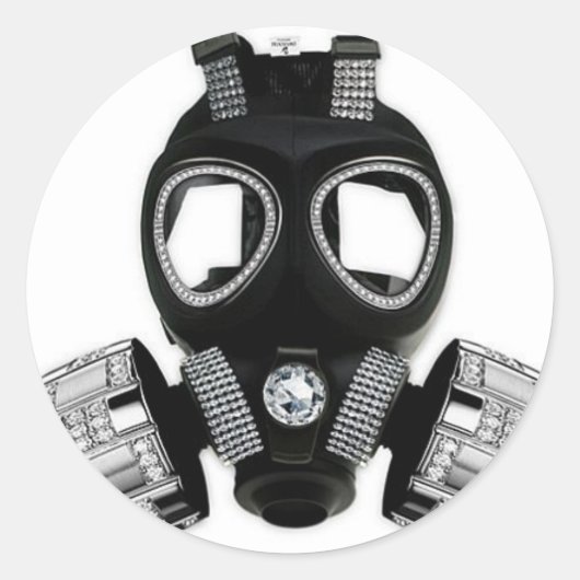 Bling Gas Mask Ronde Sticker (Voorkant)