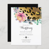 Bling Girly Glam Leopard Print Pink Gold Weddensch (Voorkant / Achterkant)