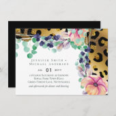 Bling Girly Glam Leopard Print Pink Gold Weddensch (Voorkant / Achterkant)