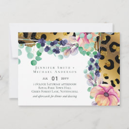 Bling Girly Glam Leopard Print Pink Gold Weddensch