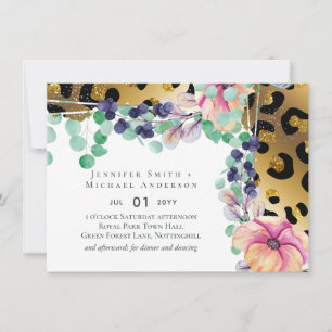 Bling Girly Glam Leopard Print Pink Gold Weddensch