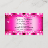 Bling Glam Girly Pink Glitter Spark Stars Monogram Visitekaartje (Achterkant)