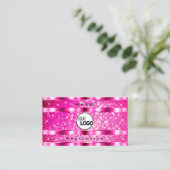 Bling Glam Girly Pink Glitter Spark Sterren en Log Visitekaartje (Staand voorkant)