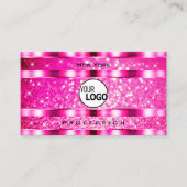 Bling Glam Girly Pink Glitter Spark Sterren en Log Visitekaartje (Voorkant)