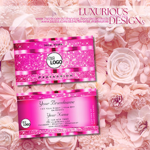 Bling Glam Girly Pink Glitter Spark Sterren en Log Visitekaartje