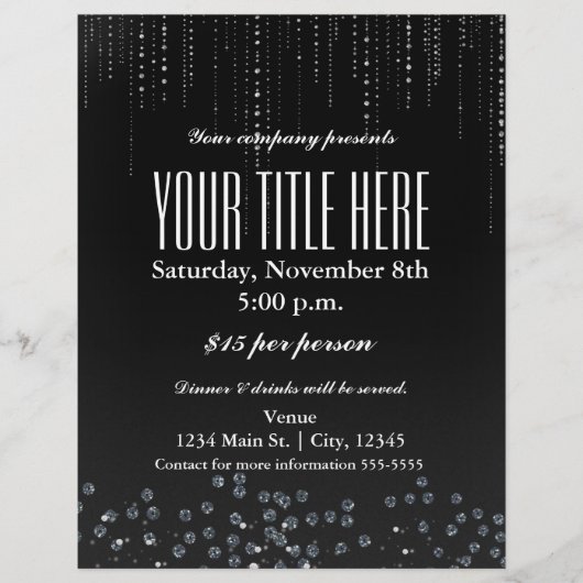 Bling Glans Elegante Glamour Evenement Flyer Poste (Voorkant)