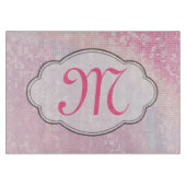 Bling Glitter Girly Monogram Glass Cutting Board Snijplank (Voorkant)