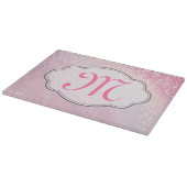 Bling Glitter Girly Monogram Glass Cutting Board Snijplank (Hoek)