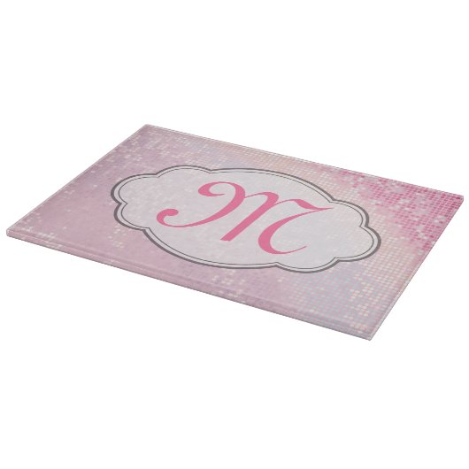 Bling Glitter Girly Monogram Glass Cutting Board Snijplank (Hoek)