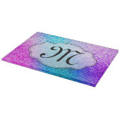 Bling Glitter Girly Monogram Glass Cutting Board Snijplank (Hoek)