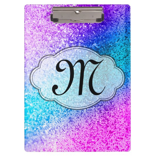 Bling Glitter Girly Monogram Initiaal Clip Board Klembord (Voorkant)