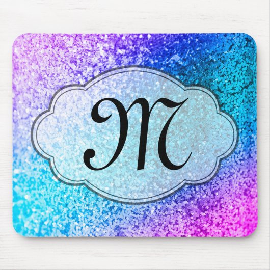 Bling Glitter Girly Monogram Initiaal Muismat (Voorkant)