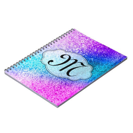 Bling Glitter Girly Pin Monogram Initiaal Notitieb Notitieboek (Linkerzijde)
