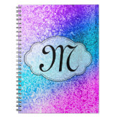 Bling Glitter Girly Pin Monogram Initiaal Notitieb Notitieboek (Voorkant)