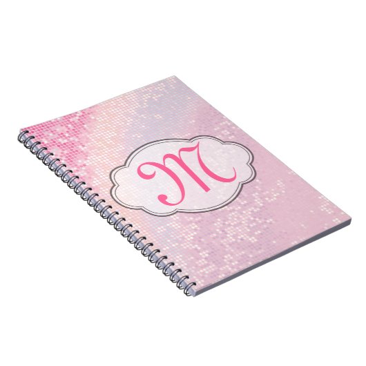 Bling Glitter Girly Pin Monogram Initiaal Notitieb Notitieboek (Rechterzijde)