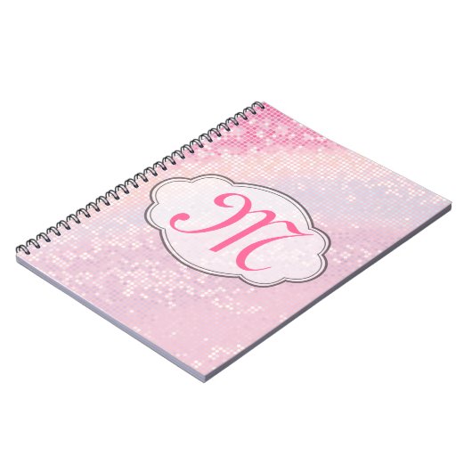 Bling Glitter Girly Pin Monogram Initiaal Notitieb Notitieboek (Linkerzijde)