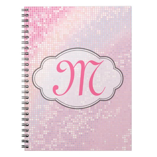 Bling Glitter Girly Pin Monogram Initiaal Notitieb Notitieboek (Voorkant)