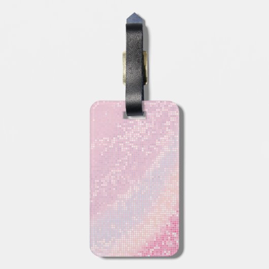 Bling Glitter Girly Pink Glit Monogram Bagagelabel (Achterkant verticaal)