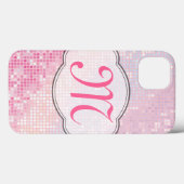 Bling Glitter Girly Pink Glitz Monogram IPAD Case (Achterkant (horizontaal))