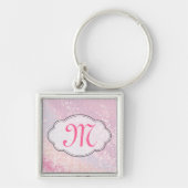 Bling Glitter Girly Pink Glitz Monogram Sleutelhan Sleutelhanger (Voorkant)