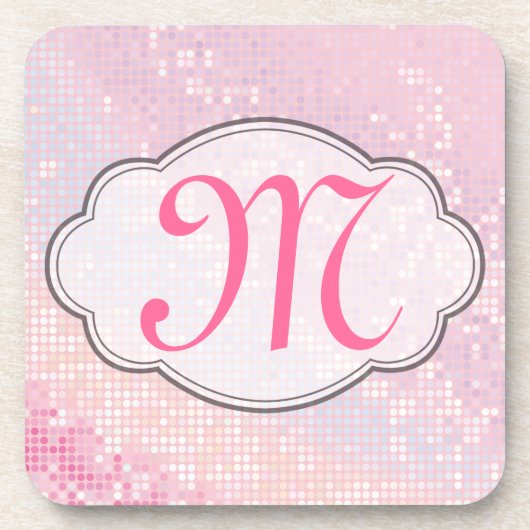 Bling Glitter Girly Pink Monogram Drink Onderzette Bier Onderzetter (Voorkant)
