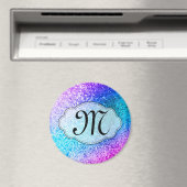 Bling Glitter Girly Pink Monogram Initiaal Magnet (Insitu (Vaatwasser))