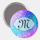 Bling Glitter Girly Pink Monogram Initiaal Magnet (Voorkant / Achterkant)