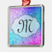 Bling Glitter Girly Pink Monogram Initiaal Ornamen Metalen Ornament (Links)