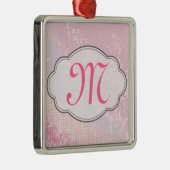 Bling Glitter Girly Pink Monogram Initiaal Ornamen Metalen Ornament (Rechts)