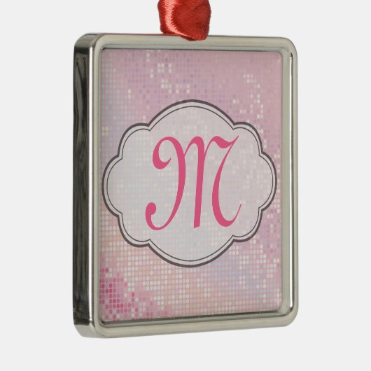 Bling Glitter Girly Pink Monogram Initiaal Ornamen Metalen Ornament (Rechts)