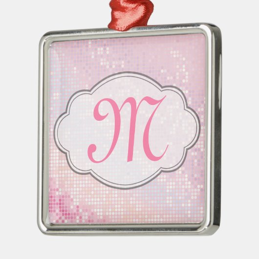 Bling Glitter Girly Pink Monogram Initiaal Ornamen Metalen Ornament (Links)