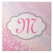 Bling Glitter Girly Pink Monogram Tegeltje (Voorkant)