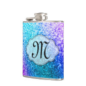 Bling Glitter Girly Pink Monogram Whiskey Flask Heupfles (Links)