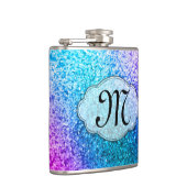 Bling Glitter Girly Pink Monogram Whiskey Flask Heupfles (Rechts)