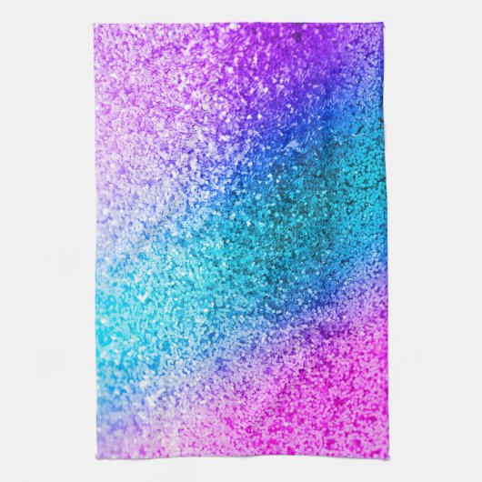 Bling Glitter Girly Pink Paars Kitchen Dish Towel Theedoek (Verticaal)