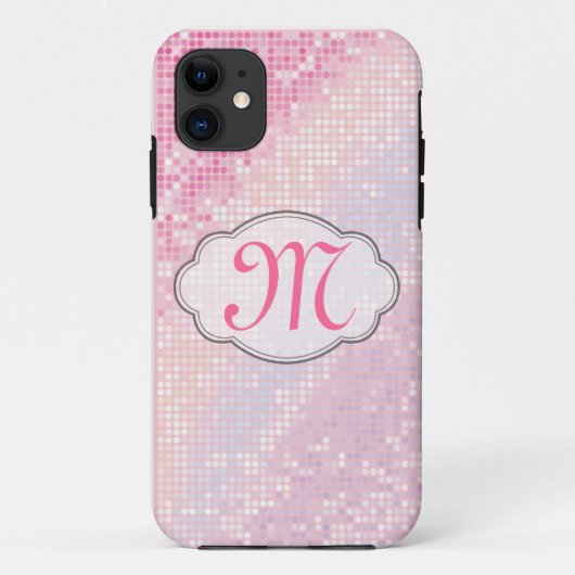 Bling Glitter Girly Roze Monogram IPHONE 5 Hoesje (Achterkant)
