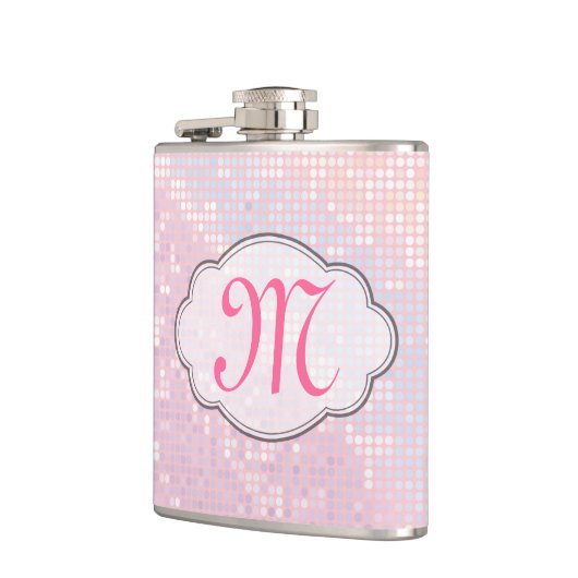 Bling Glitter Girly Roze Monogram Whiskey Flask Heupfles (Links)
