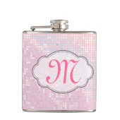 Bling Glitter Girly Roze Monogram Whiskey Flask Heupfles (Voorkant)
