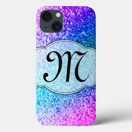 Bling Glitter Girly Roze Paarse Monogram IPAD Case (Achterkant)